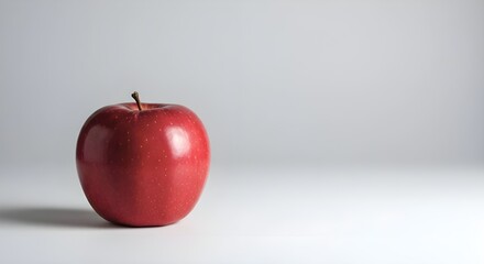 Red Apple on White Background with Copy Space, Fresh fruit, Vegetarian and well-being food