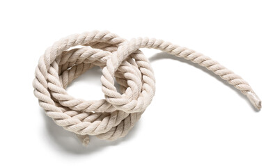 Rolled rope on white background