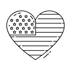 patriotic heart icon, patriotic heart line art - simple line art of patriotic heart, perfect for patriotic heart logos and icons