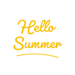 Hello summer hand lettering text for vacation tropical holiday design