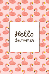 Hello summer flamingo seamless pattern design