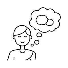 person with thought bubble icon, person with thought bubble line art - simple line art of person with thought bubble, perfect for person with thought bubble logos and icons