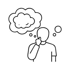 person with thought bubble icon, person with thought bubble line art - simple line art of person with thought bubble, perfect for person with thought bubble logos and icons