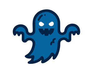 Fototapeta premium Halloween ghost icon in playful style with blue tones 