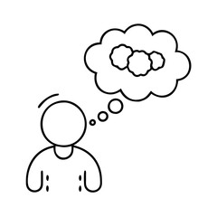 person with thought bubble icon, person with thought bubble line art - simple line art of person with thought bubble, perfect for person with thought bubble logos and icons