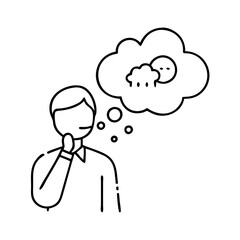 person with thought bubble icon, person with thought bubble line art - simple line art of person with thought bubble, perfect for person with thought bubble logos and icons