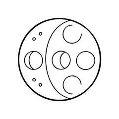 phases of the moon icon, phases of the moon line art - simple line art of phases of the moon, perfect for phases of the moon logos and icons