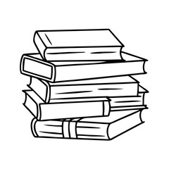 pile of old books icon, pile of old books line art - simple line art of pile of old books, perfect for pile of old books logos and icons