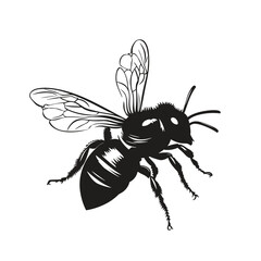 Obraz premium Bee illustration in black and white for nature and environmental themes