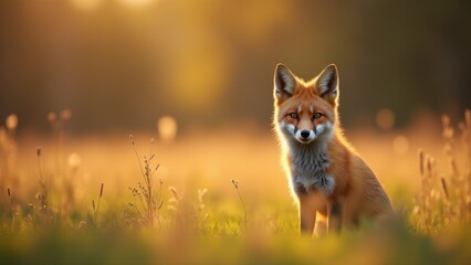 Fototapeta premium Fox Portrait In Golden Hour Meadow