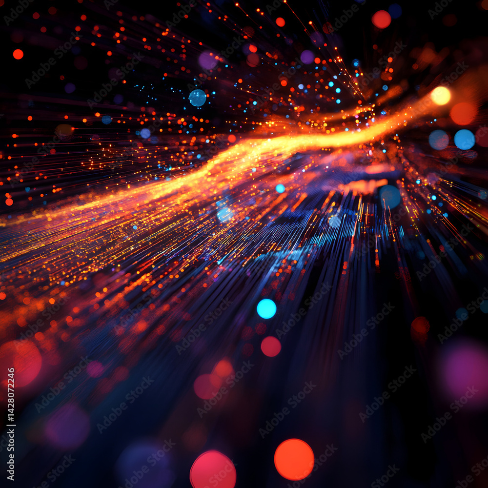 Aufkleber digital sparkle: an artistic vision of glowing light streaks bursting forth from a central point, cr