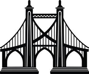 Bridge Gate Silhouette in Black | Iconic Structure Vector