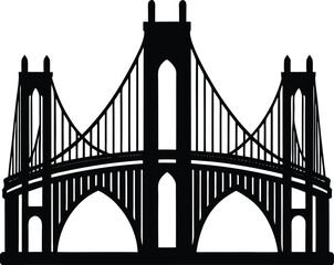 Bridge Gate Silhouette in Black | Iconic Structure Vector