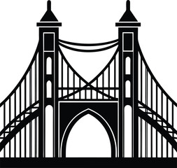 Bridge Gate Silhouette in Black | Iconic Structure Vector