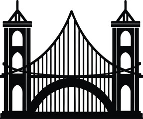 Bridge Gate Silhouette in Black | Iconic Structure Vector