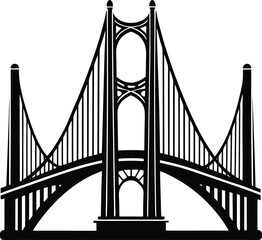 Fototapeta premium Bridge Gate Silhouette in Black | Iconic Structure Vector