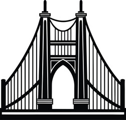 Bridge Gate Silhouette in Black | Iconic Structure Vector