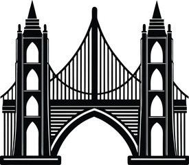 Bridge Gate Silhouette in Black | Iconic Structure Vector