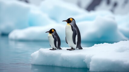 Obraz premium King Penguins On Iceberg In Antarctica