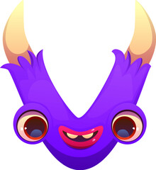 Crazy monster character cartoon font letter V. Bizarre bugaboo monster character alphabet letter, Halloween scarecrow vector font typeset symbol. Spooky horror bogle personage kids ABC type sign
