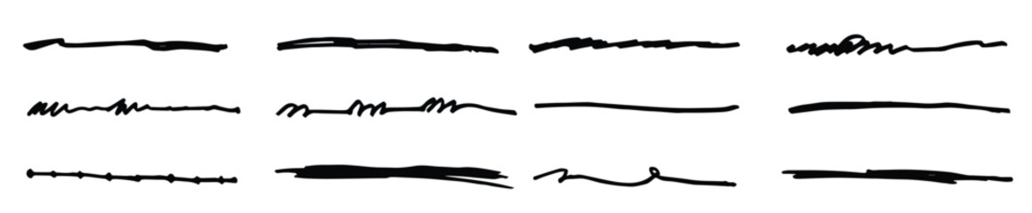 Set of hand drawn underline