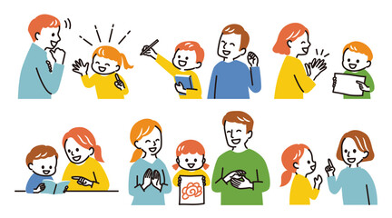 illustration of studying kids and parents