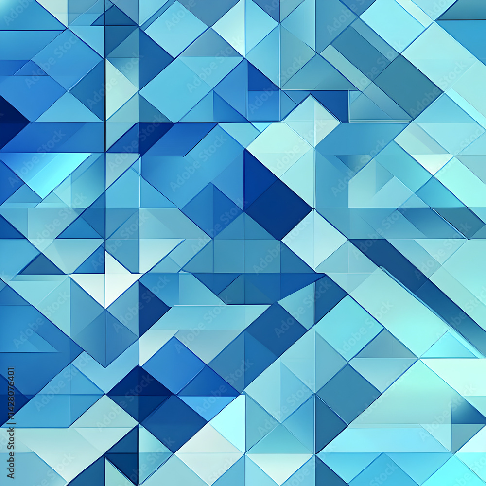 Poster geometric abstraction in blue: an artistic and graphic illustration of geometric shapes and patterns