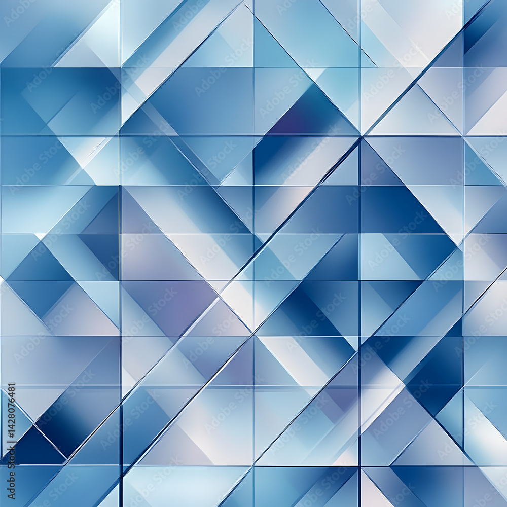 Poster geometric azure abstraction: a mesmerizing display of geometric precision unfolds with sharp triangl