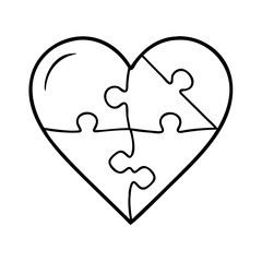 puzzle heart icon, puzzle heart line art - simple line art of puzzle heart, perfect for puzzle heart logos and icons