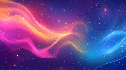 Fototapeta premium Colorful Abstract Waves in a Starry Night Sky for Creative Designs