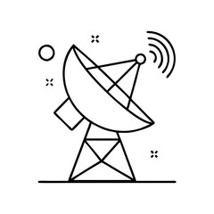 radio telescope icon, radio telescope line art - simple line art of radio telescope, perfect for radio telescope logos and icons