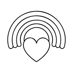 rainbow heart icon, rainbow heart line art - simple line art of rainbow heart, perfect for rainbow heart logos and icons