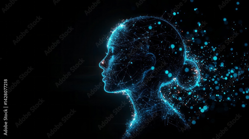 Poster a sleek and advanced robot showcases glowing circuitry, capturing the brilliance of high-tech design