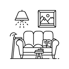reading nook icon, reading nook line art - simple line art of reading nook, perfect for reading nook logos and icons
