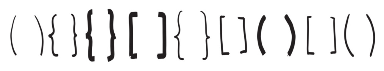 Set of Text brackets. Doodle parenthesis icon