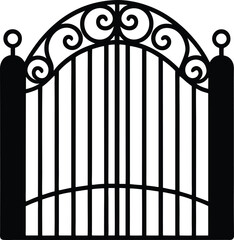 Gate Silhouette in Black | Classic Entrance Design Vector