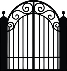 Gate Silhouette in Black | Classic Entrance Design Vector