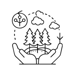 reforestation icon, reforestation line art - simple line art of reforestation, perfect for reforestation logos and icons