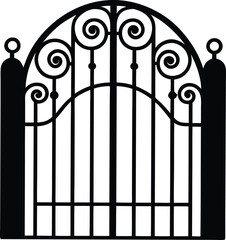 Gate Silhouette in Black | Classic Entrance Design Vector
