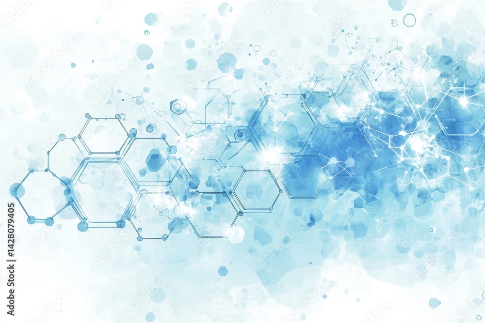 Poster abstract blue hexagon patterns are utilized in the creation of futuristic digital technology backgro