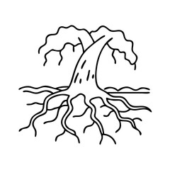 roots of a tree icon, roots of a tree line art - simple line art of roots of a tree, perfect for roots of a tree logos and icons