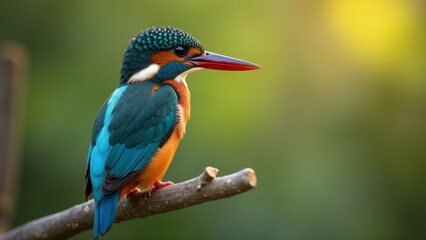 Obraz premium Common Kingfisher Perched On A Branch