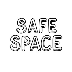 safe space text icon, safe space text line art - simple line art of safe space text, perfect for safe space text logos and icons