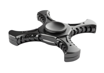 Black Metal Fidget Spinner: Stress Relief Toy transparent background