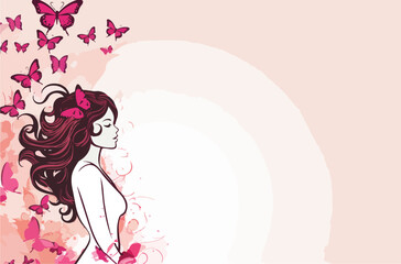 girl with flowers Women's Day Background