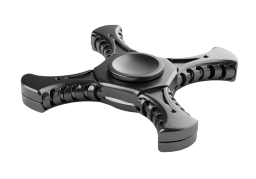 Black Metal Fidget Spinner: Stress Relief Toy transparent background