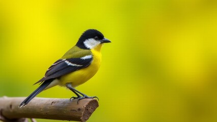 Fototapeta premium Great Tit Bird Perched on Branch