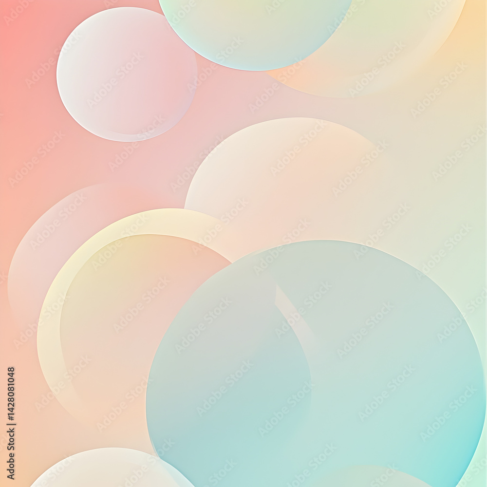 Aufkleber abstract pastel spheres: a captivating abstract composition of overlapping translucent spheres in a 