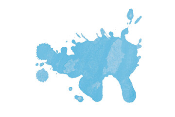 Light blue watercolor splash with dynamic splash effect on transparent background. Watercolor brush.