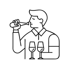 sommelier tasting icon, sommelier tasting line art - simple line art of sommelier tasting, perfect for sommelier tasting logos and icons
